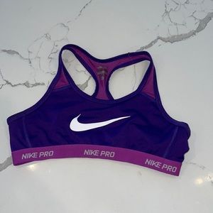 Purple Nike Pro sports bra, child’s large